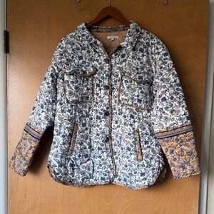Maurices Floral Utility Jacket in Blue and Brown